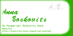 anna boskovits business card